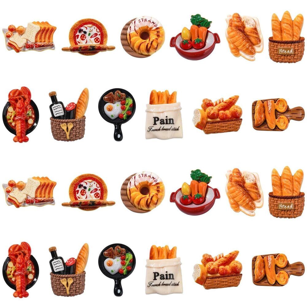 1906 60 pcs 12 Styles Resin Imitation Food Cabochons Opaque Bread Theme